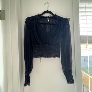 Navy Free People blouse. Size XS. Worn once